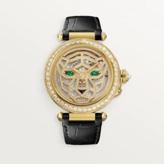 Άλλα ρολόγια Panthere Jewelry – 41 mm, μηχανικό κίνημα χειροκίνητης περιέλιξης, κίτρινο χρυσό 18 καρατίων, διαμάντια, εναλλάξιμα δερμάτινα λουράκια – Cartier