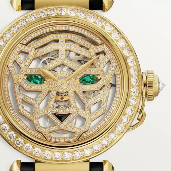 Άλλα ρολόγια Panthere Jewelry – 41 mm, μηχανικό κίνημα χειροκίνητης περιέλιξης, κίτρινο χρυσό 18 καρατίων, διαμάντια, εναλλάξιμα δερμάτινα λουράκια – Cartier Άλλα ρολόγια Panthere Jewelry – 41 mm, μηχανικό κίνημα χειροκίνητης περιέλιξης, κίτρινο χρυσό 18 καρατίων, διαμάντια, εναλλάξιμα δερμάτινα λουράκια – Cartier