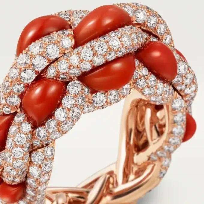 Δαχτυλίδι Cartier Libre Tressage, κοράλλι Δαχτυλίδι Cartier Libre Tressage, κοράλλι