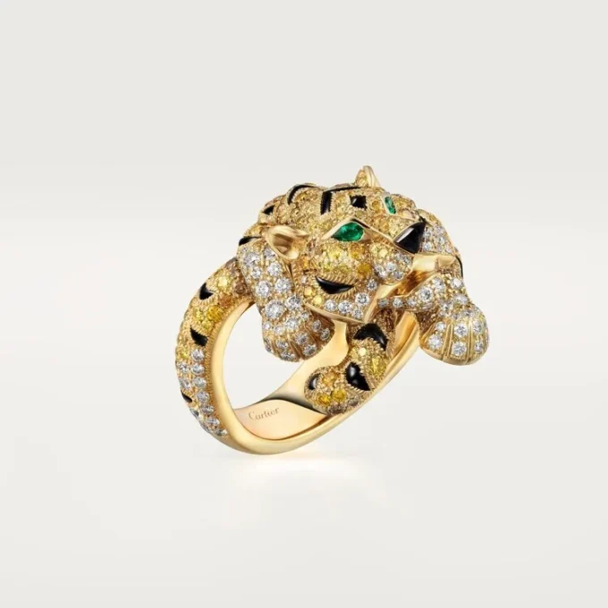 Δαχτυλίδι Faune Et Flore De Cartier, κίτρινα, πορτοκαλί και καφέ διαμάντια, με πάβινγκ Δαχτυλίδι Faune Et Flore De Cartier, κίτρινα, πορτοκαλί και καφέ διαμάντια, με πάβινγκ