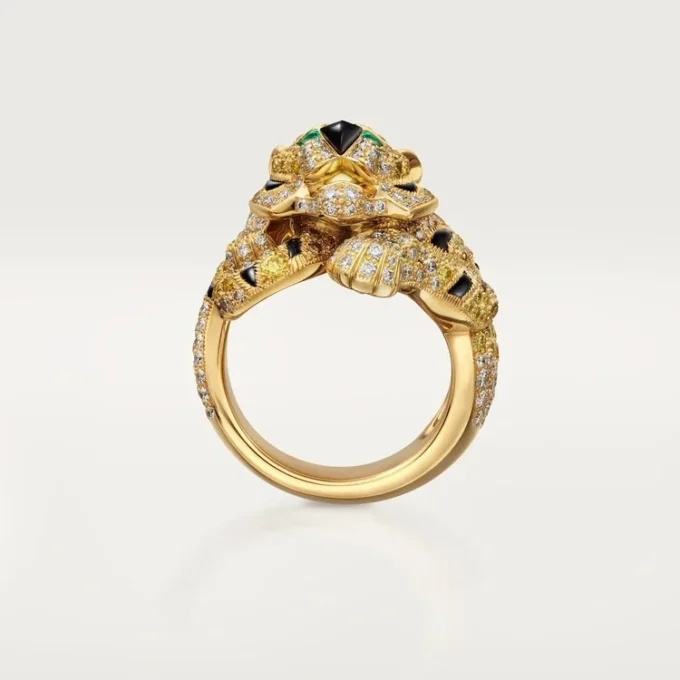 Δαχτυλίδι Faune Et Flore De Cartier, κίτρινα, πορτοκαλί και καφέ διαμάντια, με πάβινγκ Δαχτυλίδι Faune Et Flore De Cartier, κίτρινα, πορτοκαλί και καφέ διαμάντια, με πάβινγκ