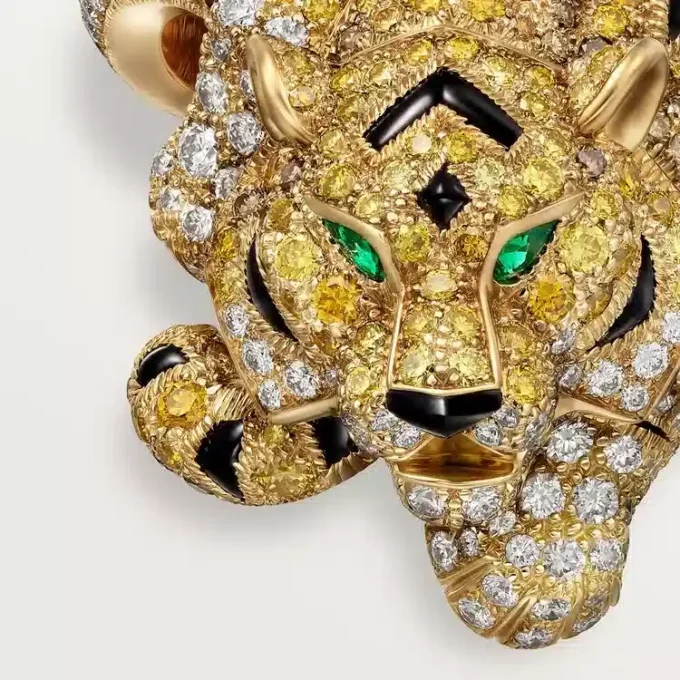 Δαχτυλίδι Faune Et Flore De Cartier, κίτρινα, πορτοκαλί και καφέ διαμάντια, με πάβινγκ Δαχτυλίδι Faune Et Flore De Cartier, κίτρινα, πορτοκαλί και καφέ διαμάντια, με πάβινγκ