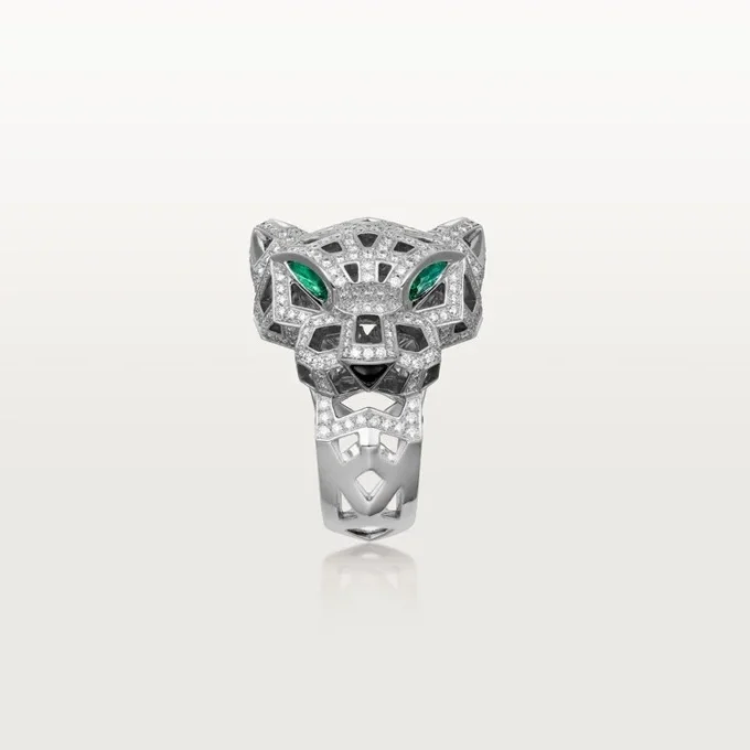 Δαχτυλίδι Panthere De Cartier – Λευκόχρυσο, όνυχας, σμαράγδια, διαμάντια – Cartier