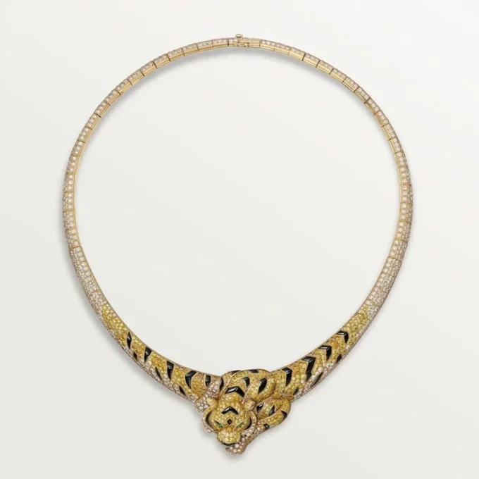 Κολιέ Faune Et Flore De Cartier, κίτρινα, πορτοκαλί και καφέ διαμάντια, με πάβινγκ