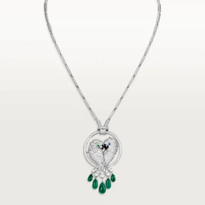 Κολιέ Faune Et Flore De Cartier, σμαραγδένιες σταγόνες, στρωμένο