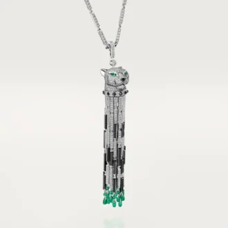 Μακρύ κολιέ Panthere De Cartier, σμαραγδί, πολλαπλών χρήσεων, μεγάλο μοντέλο, με πάβινγκ