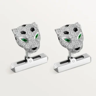 Μανικετόκουμπα Panthere De Cartier – Λευκόχρυσο με επίστρωση ροδίου, διαμάντια, σμαράγδια, όνυχας – Cartier Μανικετόκουμπα Panthere De Cartier – Λευκόχρυσο με επίστρωση ροδίου, διαμάντια, σμαράγδια, όνυχας – Cartier