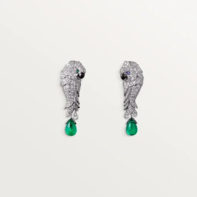 Σκουλαρίκια Faune Et Flore De Cartier, Σμαραγδένιες Σταγόνες, Στρωμένα
