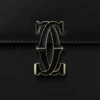 Τσάντα ώμου, Mini, Double C De Cartier – Μαύρο δέρμα μοσχαριού, φινίρισμα σε χρυσό και μαύρο σμάλτο – Cartier
