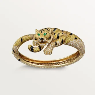 Βραχιόλι Faune Et Flore De Cartier, κίτρινα, πορτοκαλί και καφέ διαμάντια, με στρώση