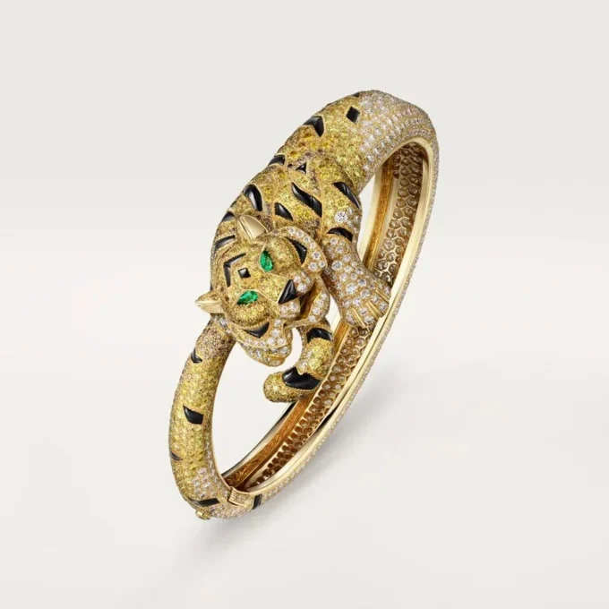 Βραχιόλι Faune Et Flore De Cartier, κίτρινα, πορτοκαλί και καφέ διαμάντια, με στρώση